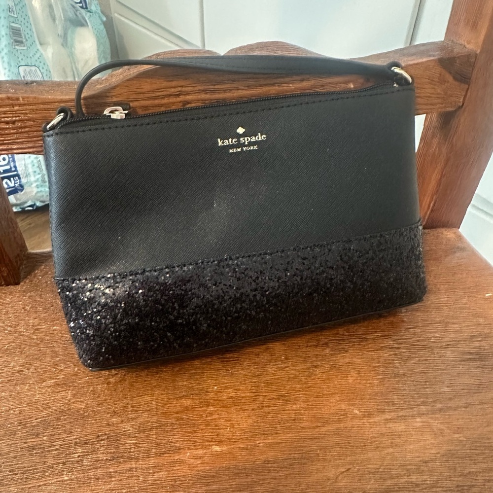 Kate Spade Black Glitter Clutch